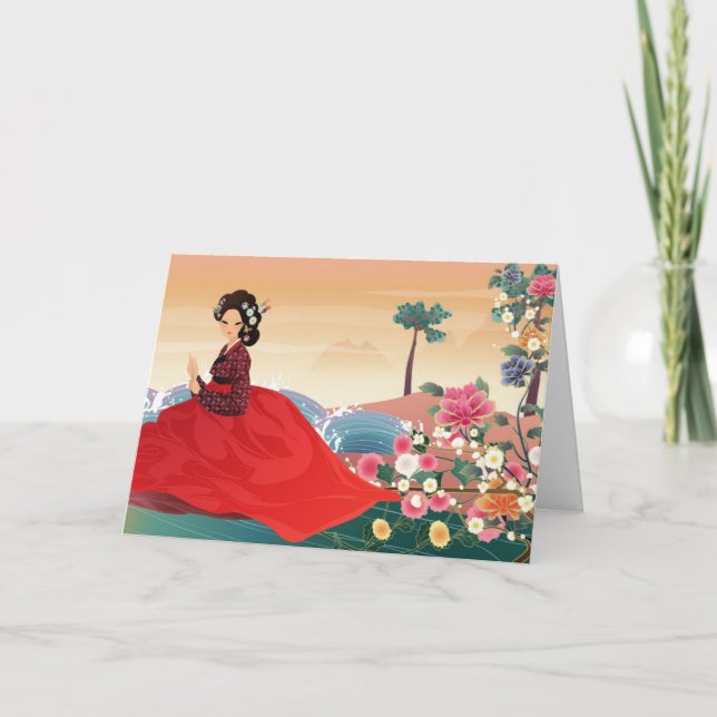 Koreanerin mit Hanbok Karte (Vorderseite)