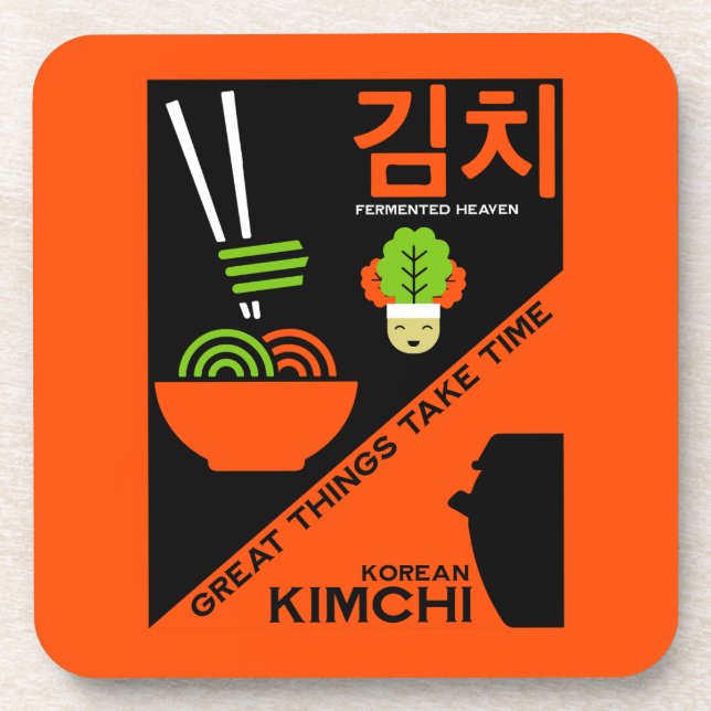 Koreanisch Kimchi Kitchen Art Getränkeuntersetzer (Vorderseite)