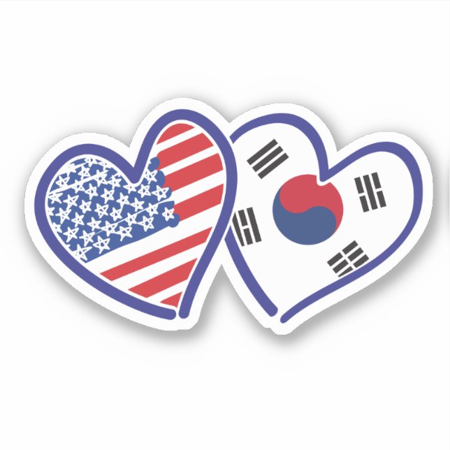 Koreanische amerikanische Herzflags Aufkleber (Vorderseite)