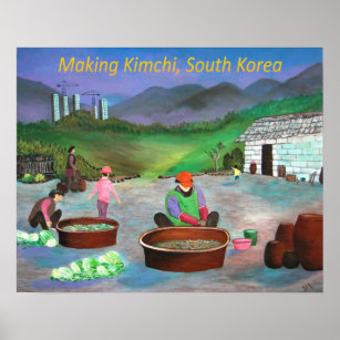 Koreanische Familie macht Kimchi 김 치 Poster