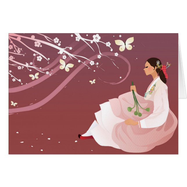 koreanische Frau, die ein hanbok trägt (Vorderseite (Horizontal))