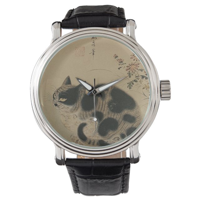 Koreanische Kunst ByeonSangbyeok-Gukjeong Cat Armbanduhr (Vorderseite)