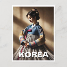 Koreanische Lady Hanbok Traditionelles Kleid Postkarte