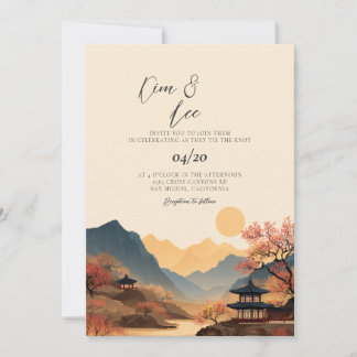 Koreanische traditionelle Landschaft Hochzeitseinl Einladung