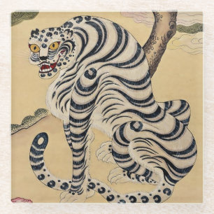 Koreanischer gestreifter Tiger Minhwa Glasuntersetzer