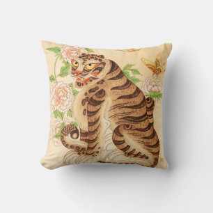 Koreanischer gestreifter Tiger Vintage Minhwa Kissen