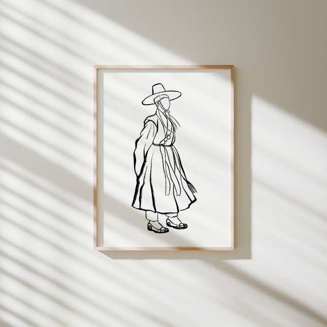 Koreanischer Hanbok-Mann mit Gat-Ink-Line-Poster Poster (Von Creator hochgeladen)