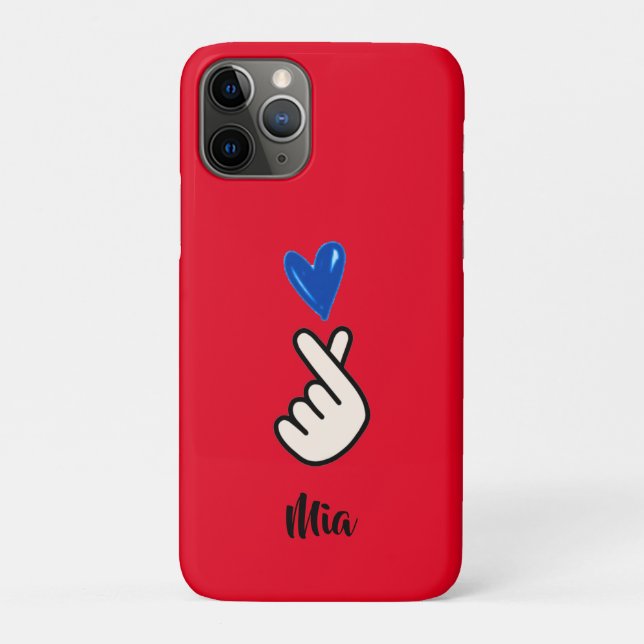 Koreanischer K-Pop Hand Heart Red Blue iPhone Case (Rückseite)