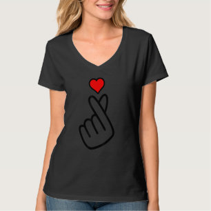 Koreanischer K-Pop-Schnippen Finger Herz Hand Ich T-Shirt
