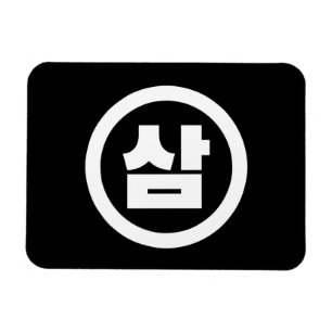 Koreanischer Sino Nummer 3 Drei 삼 【Sam】 Hangul Magnet