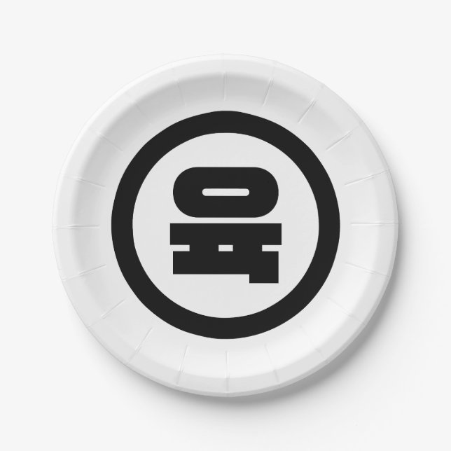 Koreanischer Sino Nummer 6 Sechs 육 【Yuk】 Hangul Pappteller (Vorderseite)