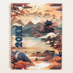 Koreanischer Tempelplaner in Orange, Aquamarin und Planer