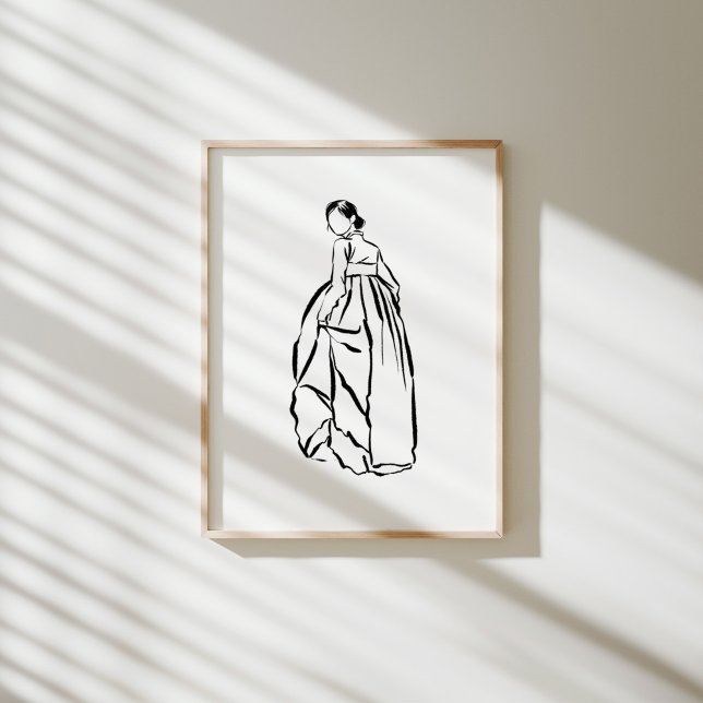 Koreanisches Hanbok Woman Ink Line Art Poster (Von Creator hochgeladen)