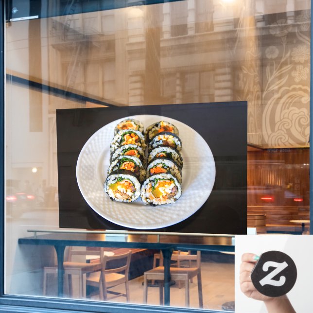 Koreanisches Lebensmittel Kimbap Koreanischer Sush Fensteraufkleber (Café-Fenster)
