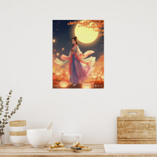 koreanisches Mädchen auf der Mid-Autumn-Festival Poster