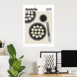 Koreanisches Mandu-Dumpling Modernes Neujahrsessen Poster