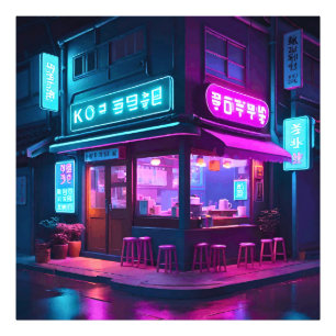 Koreanisches Neon-Coffee-Haus LoFi-Kunst Fotodruck