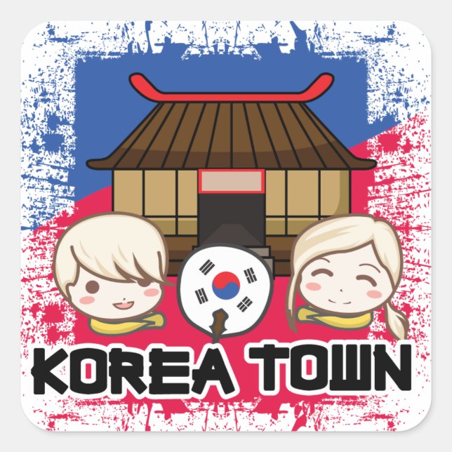 KOREATOWN QUADRATISCHER AUFKLEBER (Vorderseite)