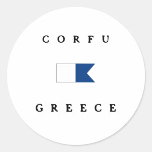 Korfu Griechenland Alpha Dive Flag Runder Aufkleber