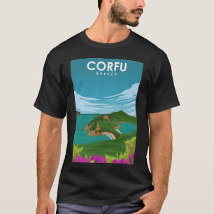 Korfu Griechenland Landschaftliches Reiseplakat am T-Shirt