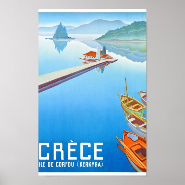 Korfu, Griechenland Vintage Travel Poster restauri (Vorne)
