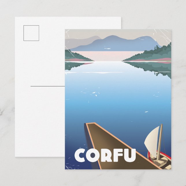 Korfu Reiseplakat Einladungspostkarte (Vorne/Hinten)