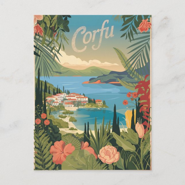 Korfu Vintag Postkarte (Vorderseite)