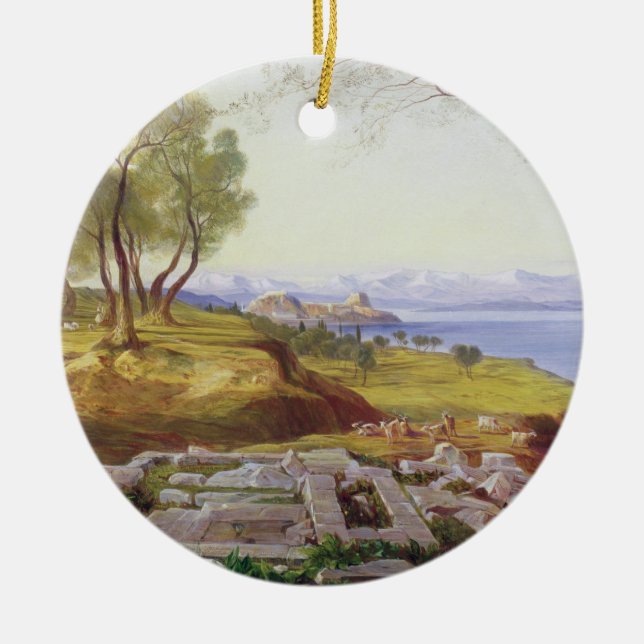 Korfu von der Besteigung, c.1856-64 (Öl auf Keramikornament (Vorne)