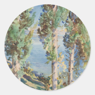 Korfu-Zypressen von John Singer Sargent Runder Aufkleber