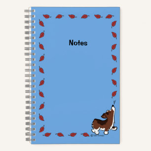 Korgi mit Blätter - Blau - Notizbuch