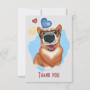Korgi mit Sonnenbrille. Corgi Liebhaber Dankeskarte