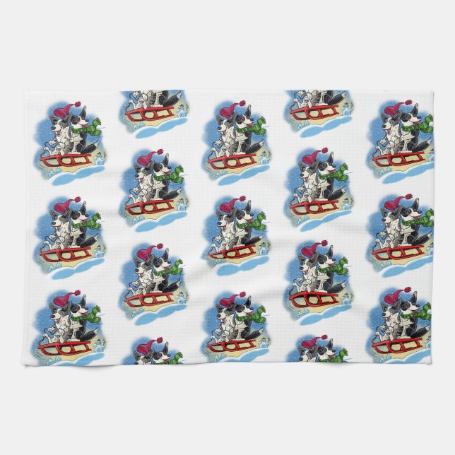 Korgis im Schnee Geschirrtuch (Horizontal)