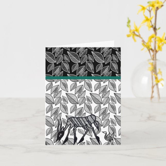 Korhogo-Inspired Greeting Card Karte (Gelbe Blume)