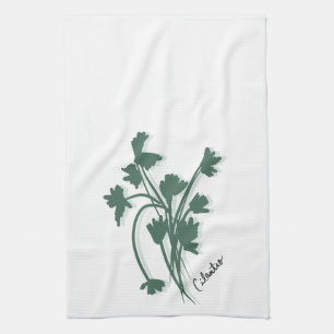 Koriander-Kräutergarten Coriander-Illustration Geschirrtuch
