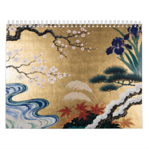 Korin-Inspirierter Zwölf-Monats-Kalender Japans Kalender