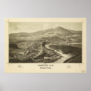 Korinth New York 1888 Antique Panoramabalkarte Poster