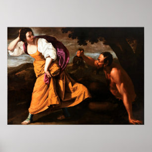 Koriska und der Satyr - Artemisa Gentileschi Poster