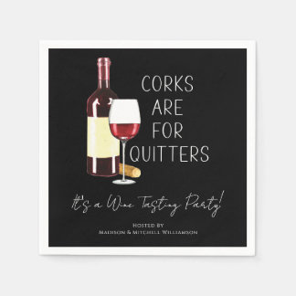 "Korken sind für Aufgeber" Aquarell Rotwein Party Serviette
