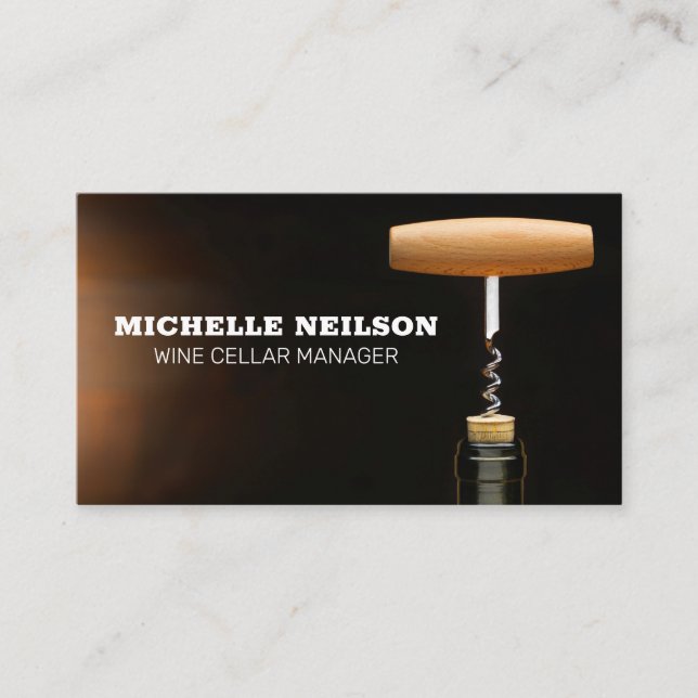 Korkenzieher in Weinflasche Visitenkarte (Vorderseite)