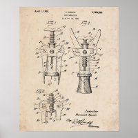 Korkenzieher Patent Print 1928 Poster