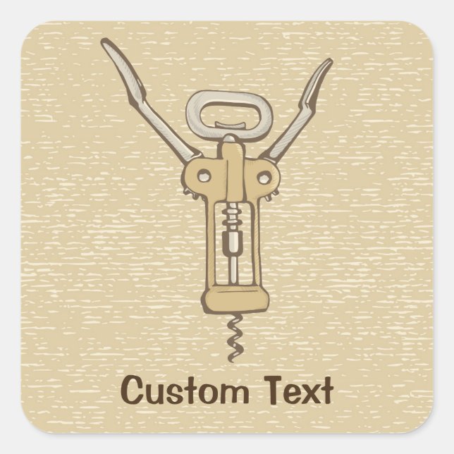 Korkenzieher Quadratischer Aufkleber (Vorderseite)