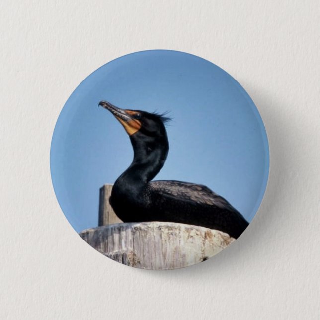 Kormoran Doppelt-mit Haube Button (Vorderseite)