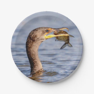 Kormoran mit Fisch Pappteller
