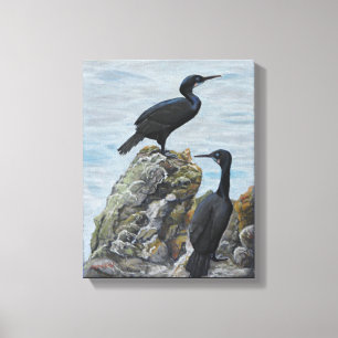 Kormorane auf Rocks Print auf Leinwand