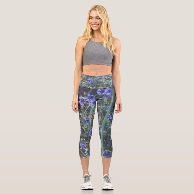 Kornblume Capri Leggings (Vorderseite)