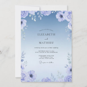 Kornblumen-Bemalte-Blättrige-Hochzeit Einladung