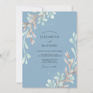 Kornblumen-Bemalte-Zweig-Hochzeit Einladung