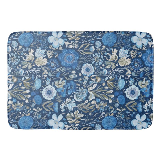 Kornblumen-Blau-Blumenmuster Badematte (Vorderseite)