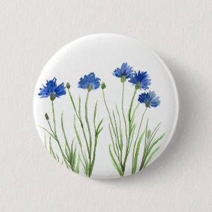 Kornblumen blaue Blumen Aquarell Wildblumen Button