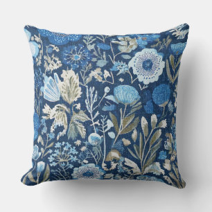Kornblumen-Blumenmuster in Blau Kissen
